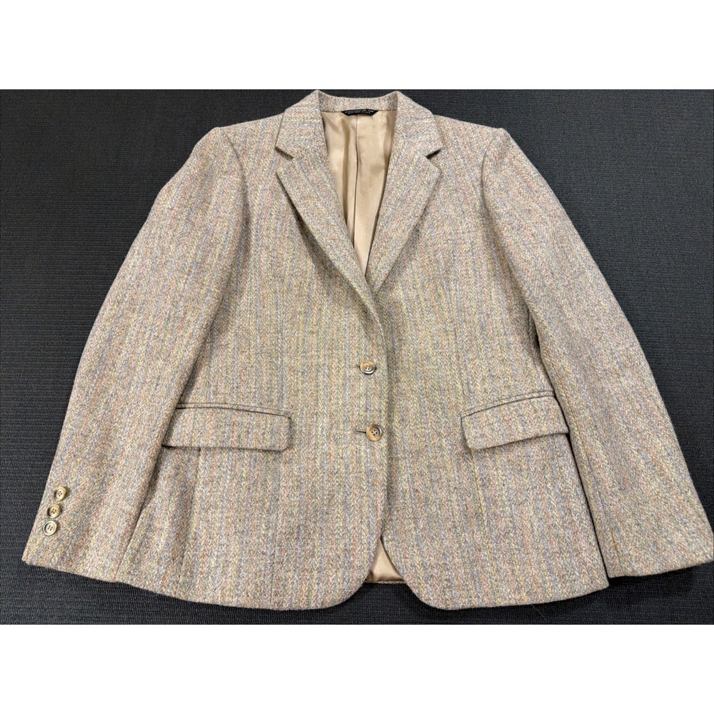 Harris Tweed Jacket Womens 12 Scottish Wool Sports Coat Blazer Pastel USA Made